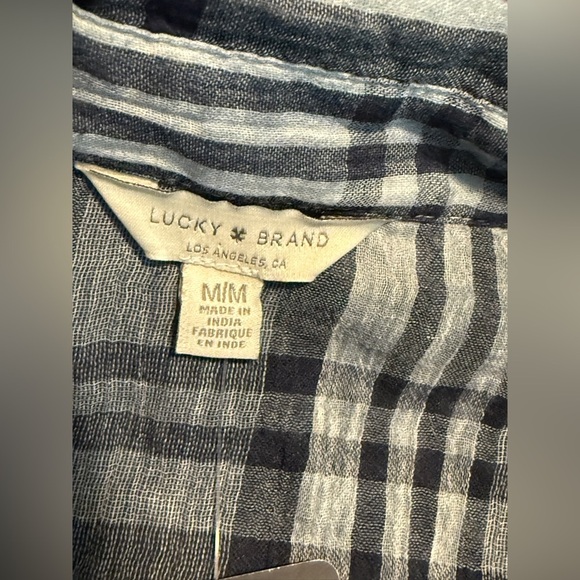 Lucky Brand Women's M‎ Button Front Lightweight Shirt Blue Plaid sheer western - Picture 16 of 16